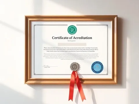 Framed accreditation certificate for quality management