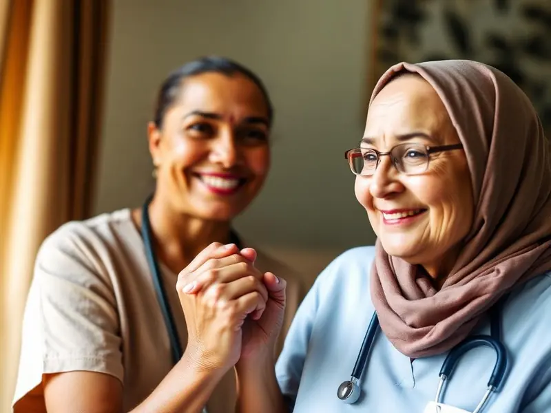 Nurse supporting a cancer patient during home care