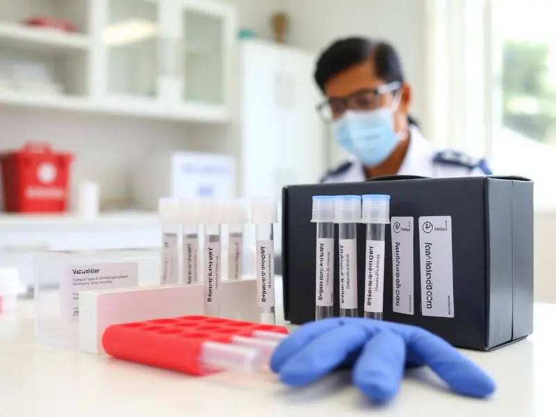 Phlebotomist collecting a blood sample at a patient's home