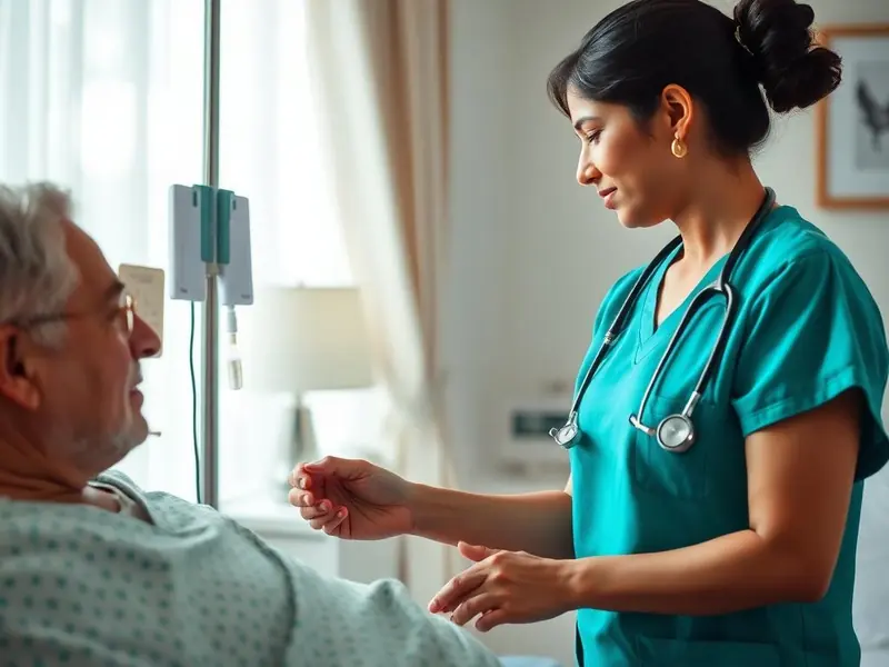 Certified home nurse checking a patient's vitals