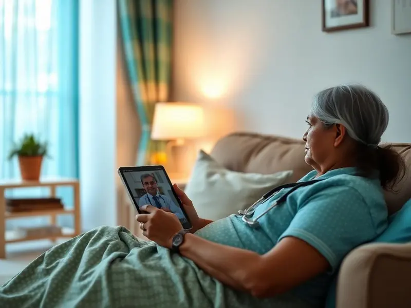 Patient on a video consultation with a doctor from home